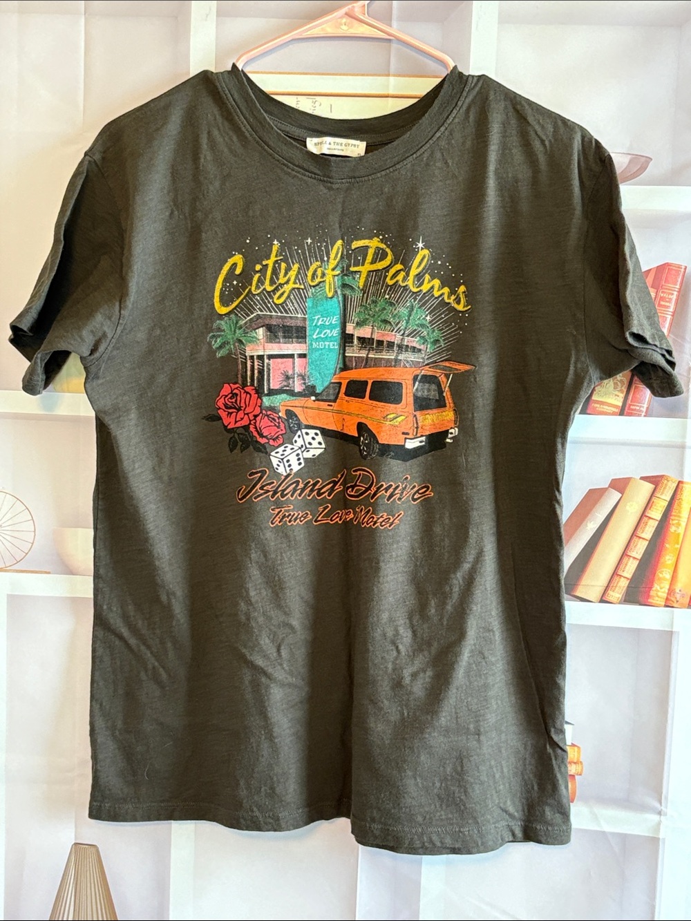Spell 'City of Palms' Short Sleeve Tee - Brown with Orange Graphic